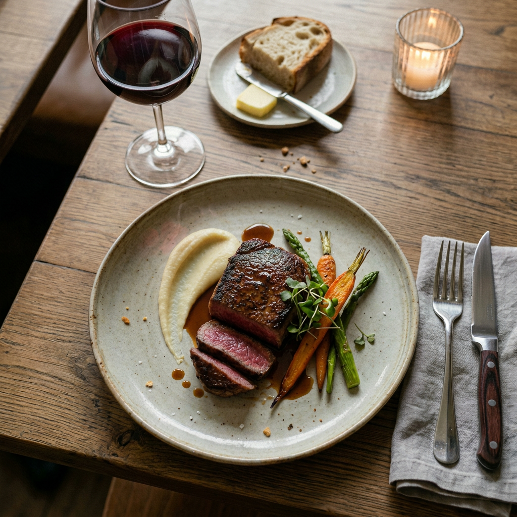 Vertical social-native food reel preview of a curated, unbranded restaurant plate styled top-down